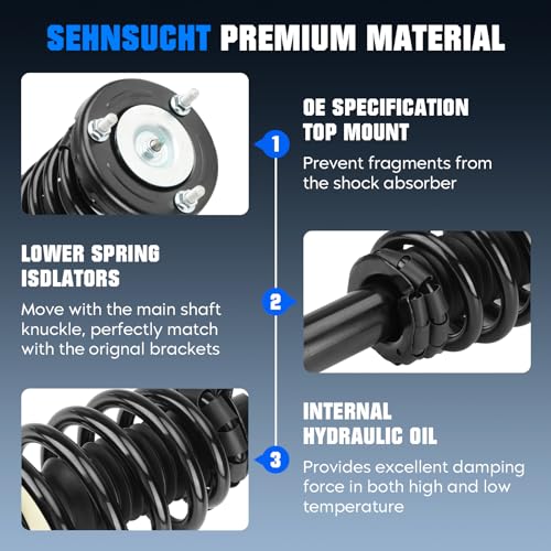Front Spring Strut Shock Absorber for Hyundai Azera 2006-2011, for Sonata 2006-2010, Complete w/Coil Springs Struts Shocks Absorbers Replace for 172281, 2007 2008 2009 by SEHNSUCHT - Image 3