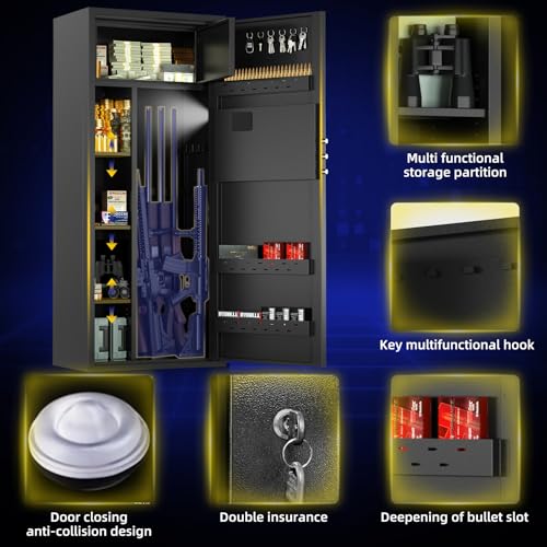 Image of 12-15 Large Gun Safe for Rifles and Pistols, Gun Cabinets for rifles and shotguns with Digital Keypad and Alarm Mode, Easy Assembly Rifle Safe for Home, Internal Lockable Box & Removable Shelves
