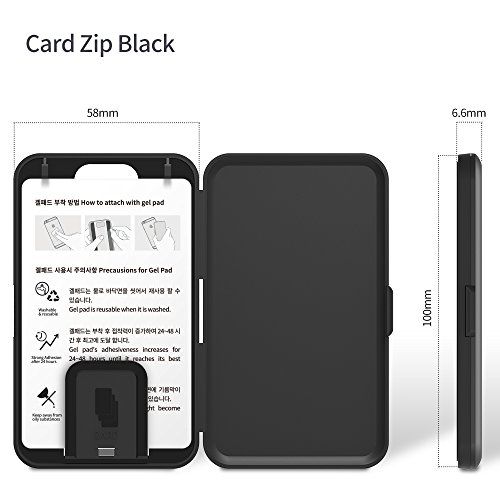 Sinjimoru Phone Card Holder Stick-On Phone Card Case, Phone Wallet Credit Card Holder On Back Of Phone With Up To 3 Cards And Cash Storage. Card Zip Black #TOP6