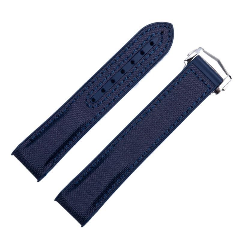 Bracelet montre Omega Seamaster bleu 20mm en nylon et caoutchouc haut de gamme
