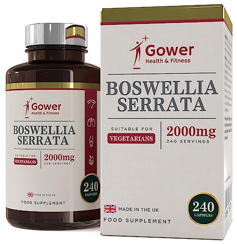 GH Extracto de Boswellia Serrata 2000mg | 240 Capsulas Veganas de Alta Potencia | Incienso para la Salud de los Musculos y Articulaciones | Sin Gluten, OGM, Lacteos o Alergenos