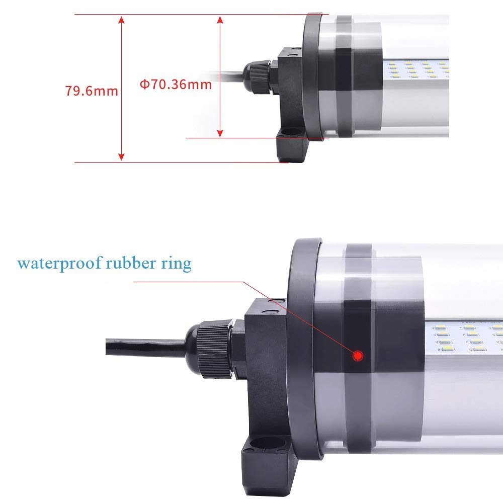 YJINGRUI Lámpara de Trabajo para Torno 360° Lámpara Fluorescente para CNC Taller Iluminación de Garaje a prueba de Impermeable Consumo Bajo y Alto Brillo (110~220V, 18W 500mm)