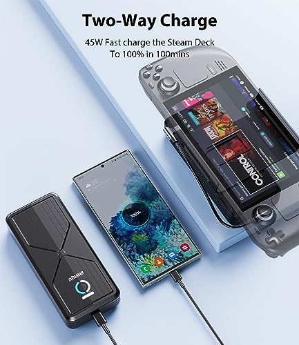 SiWiQU Portable Power Bank Compatible with Steam Deck, 20000mAh Detachable External Battery Pack 45W Fast Charging for Steam Deck, MacBook, iPad, Dell, HP, Notebook, Samsung, iPhone, Switch and More