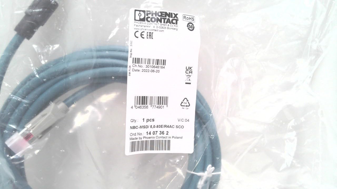 NBC-MSD/ 0 5-93E/R4AC SCO, Cable Assembly Ethernet 0.5m 26AWG M12 Circular to RJ-45 4 to 8 POS PL-PL