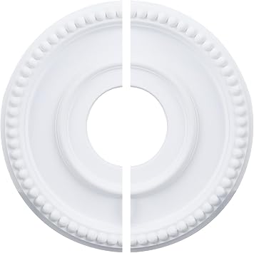 NICENEEDED PU Ceiling Medallion 315mm OD x 100mm ID, Decorative Ceiling Cover Plate Ceiling Fan Medallion, Vintage White Carved Flower PU Ceiling Medallion