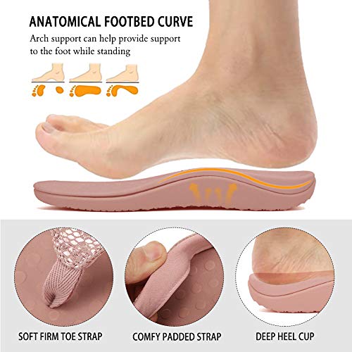 Fanture Women Orthotic Arch Support Sandal For Comfortable Walk Thong Style Casual Flip Flops U419Slt003-N-Glitter Snake Pink-02-38 #TOP3