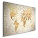 Feeby. Cuadro en lienzo - 1 Parte - 80x120 cm, Imagen impresión Pintura decoración Cuadros de una pieza, MAPA DEL MUNDO, MODERNO, MARRÓN