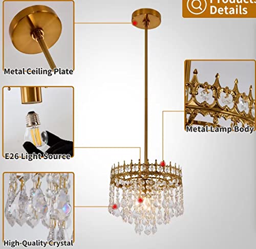 Wabon Modern Crystal Chandelier, Round Gold Crystal Chandelier Light Fixture, Luxury K9 Crystal Pendant Lighting For Living Room Dining Room Foyer Bedroom, D14 #TOP4