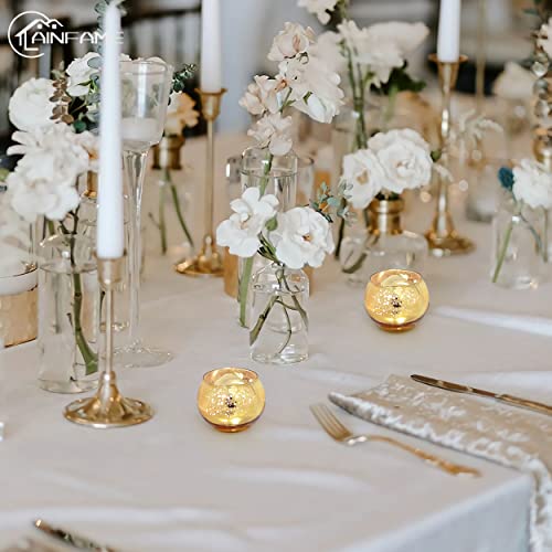 Ainfame 24Pcs Gold Votive Candle Holders For Tealight, Mercury Glass Votives Set For Wedding Party Centerpiece Table Decorations #TOP2