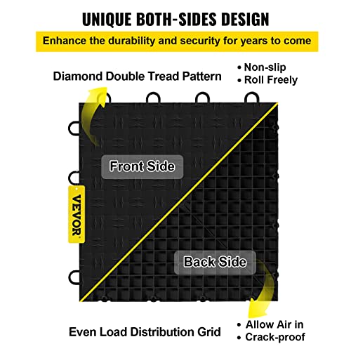 Vevor Garage Tiles Interlocking, 12'' X 12'', 50 Pack, Black Garage Floor Covering Tiles,Non-Slip Diamond Plate Garage Flooring Tiles #TOP4