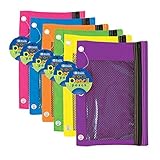 BAZIC PRODUCTS 804-24 Bright Color 3-Ring Pencil Pouch w/Mesh Window, Case of 24