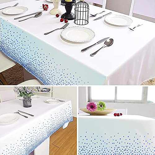 Mtreo 10 Pack 54" X 108" Plastic Tablecloths Rectangular Tablecloths Blue Dot Disposable Tablecloths For Rectangle Tables Dining Table Covers Cloth For Parties, Picnic, Wedding, Anniversary #TOP2