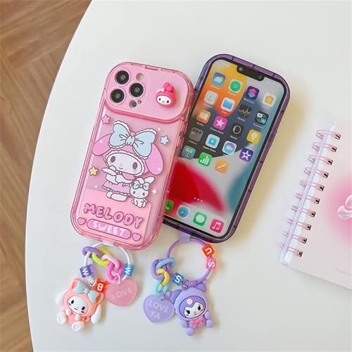 Auts Cute Cartoon Case Compatible With Iphone 14, Kawaii Case With Soft Tpu 3D Pendants Shockproof Protective Cases Cover Flip Makeup Mirror Phone Cover For Women Girls (14,Purple) #TOP5