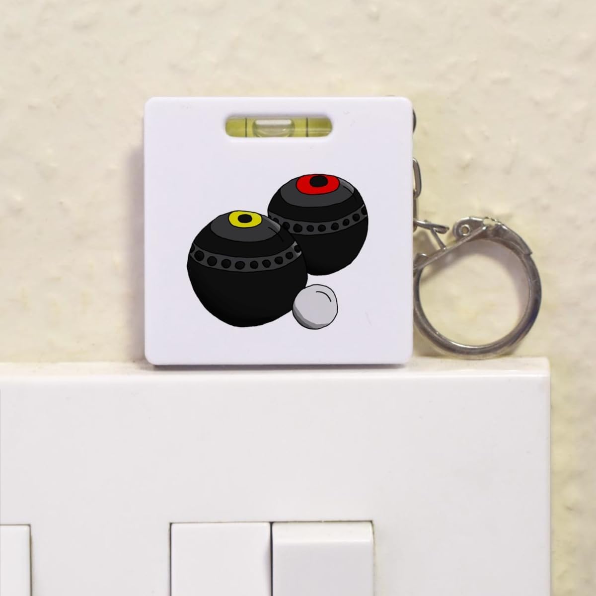 Azeeda 'Lawn Bowls' Keyring Tape Measure/Spirit Level Tool (KM00016325)