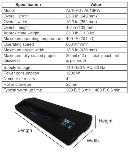 Image of Apache Professional Laminator, Thermal Pouch, 18.5 Inch Max Width, 1.5-20 Mil, True Anti-Jam Technology, School & Office Lamination Machine, Variable Temperature, Fast Output, Robust Design