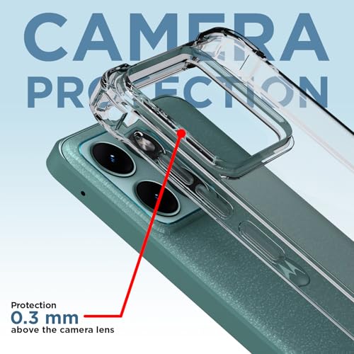 Image of Amazon Basics Back Cover for Motorola Moto Edge 70 Fusion 5G PC + TPU Clear Transparent Raised Edges Shockproof Protective Phone Bumper Case (Transparent)