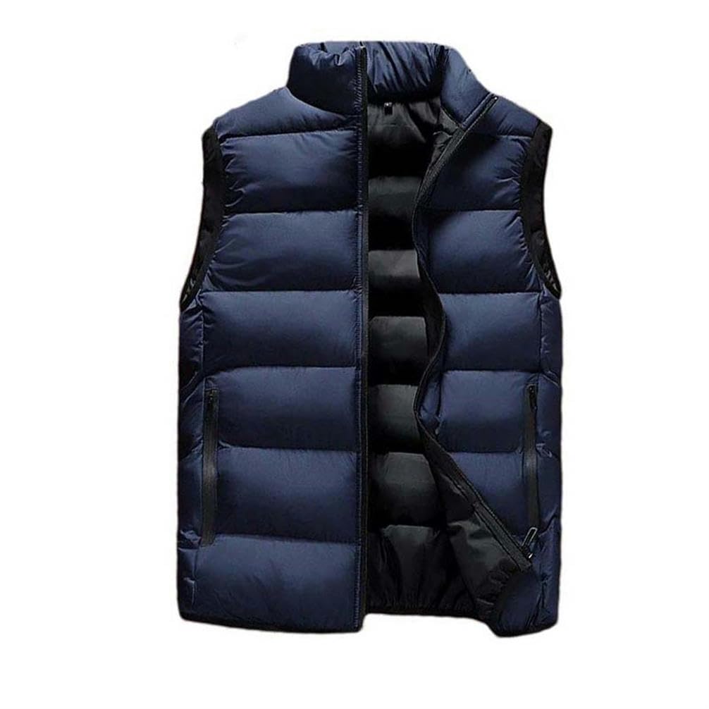 Chaqueta casual para hombre de algodón cálido chaleco grueso sin mangas para invierno JXQXHCFS 6