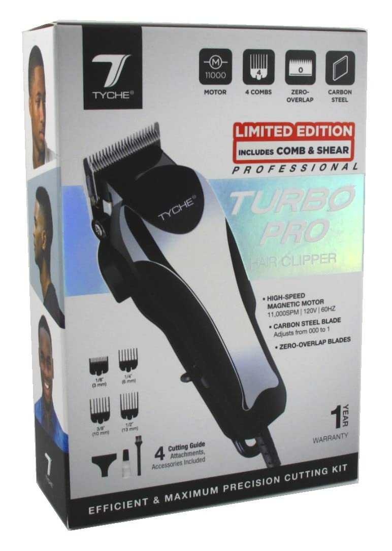 TycheTurbo Pro Hair Clipper Kit 4 Attachments Included