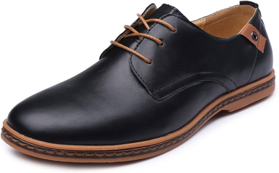 HJUGHPN Formal Shoes For Men PU Leather Men Casual Shoes Round Toe Lace-up  Men Flats Comfortable Men Shoes (Schwarz, 11) : Amazon.nl: Fashion