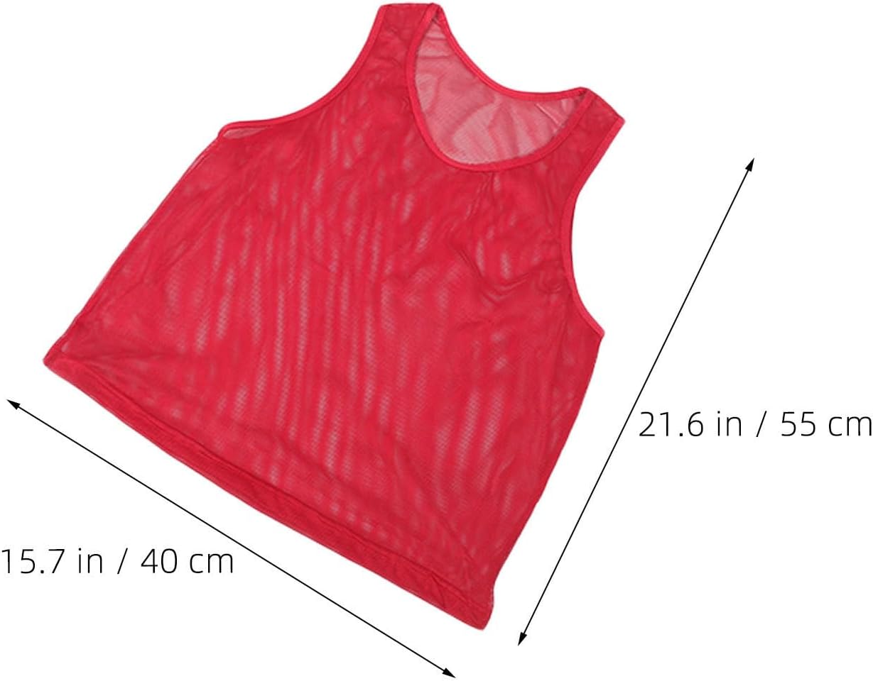 TEHAUX 12pcs Mesh Training Vests for Team Practice, Soccer and Basketball Scrimmage Vest No-slip Secure Fit and High Contrast Dual Colors for Youth Football Games