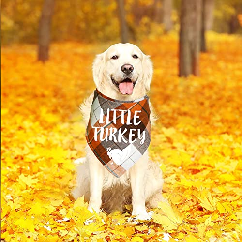 Jotfa 2 Pack Halloween Thanksgiving Day Dog Bandanas, Holiday Fall Plaid Dog Puppy Bandana Scarf Little Pumpkin Little Turkey Dog Costume For Small Medium Large Dogs Pets #TOP5