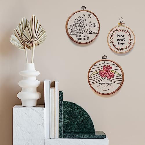 PATIKIL 7inch Embroidery Hoop, 4pcs Cross Stitch Hoop Rubber Imitated Wood Circle Frame Ring for Embroidery Art Craft Sewing Ornaments Hanging Decoration - Thumbnail 6