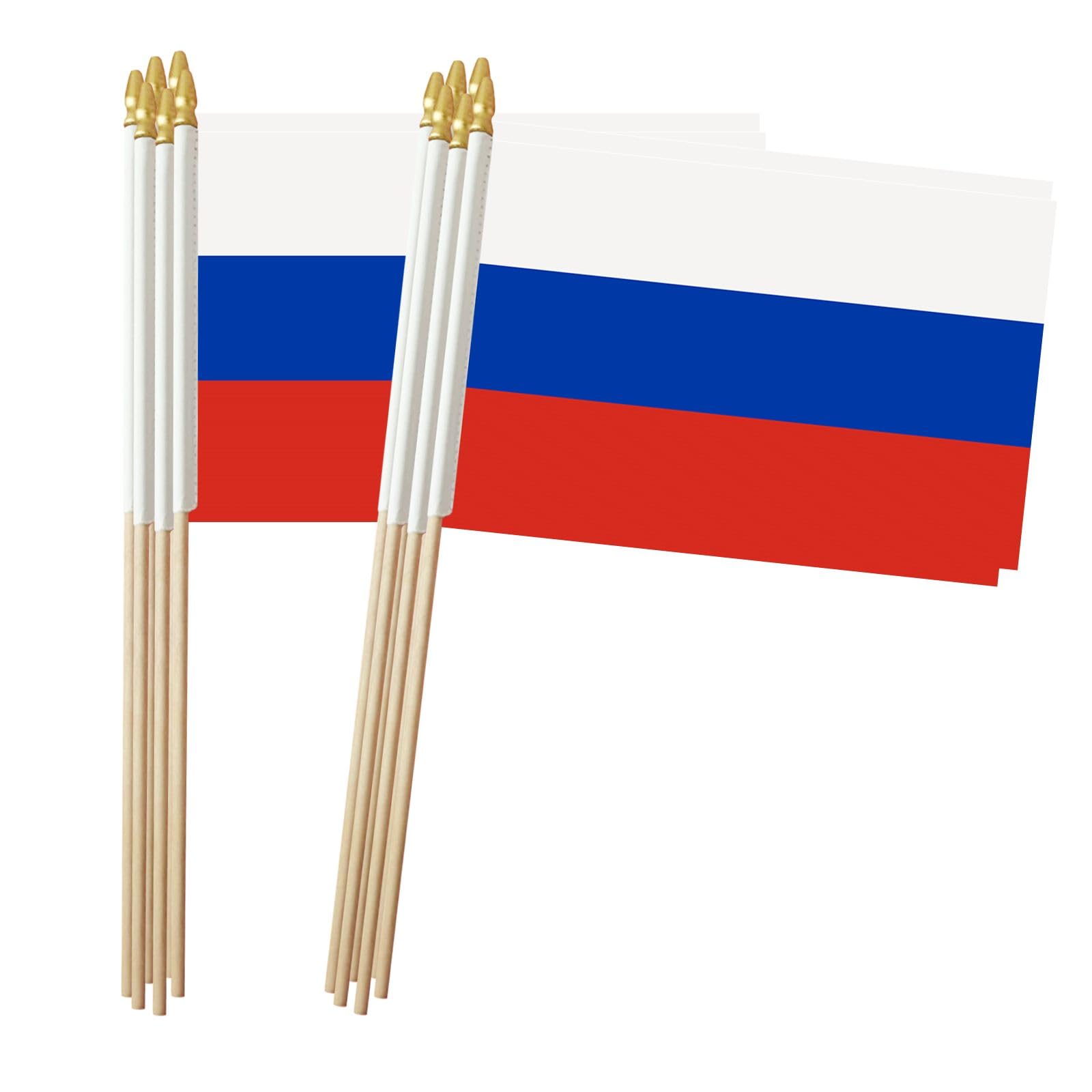 Zigvert Russia Stick Flag, Russian Small Mini Hand Held Flags, Small Russia Flag 5x8 Inch,12 Pack, Party Decorations Supplies for Parades,World Cup,Festival Events