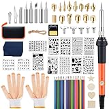 Ninonly 121pcs Wood Burning Tools kit with Gloves,Wood Burning Tool Set with Adjustable Temperature 200~450°C Switch, Professional Pyrography Pen Set for Embossing Carving Soldering