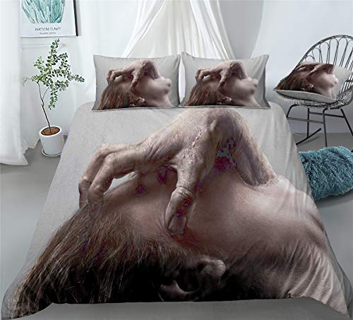 Earendel Juego De Ropa De Cama Castillo De Terror Noche De Luna Fundas Nórdicas Terror Halloween Murciélagos Calabazas 3/4PCS Fundas De Edredón Nórdico/Almohada/Sábanas (1,Cama 80/90(140×210cm)-4PCS)