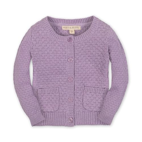 Image of Hope & Henry Girls' Long Sleeve Fancy Cardigan Sweater with Stripe Trim