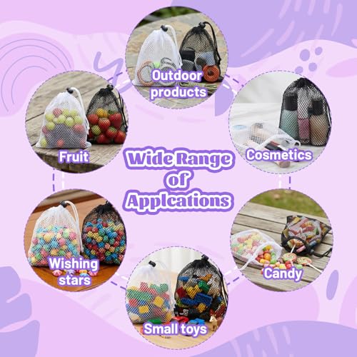 Image of Nogeqi 10 Pcs Small Mesh Bags Drawstring, Mini Mesh Storage Bags Nylon Small Drawstring Bag with Cord Lock, Mini Net Bag for Travel Stuff Organizing, 6 x 4 Inch (Black, White)