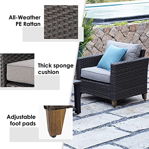 Grand Patio Outdoor Furniture, Patio Wicker Sectional Sofa Modular Furniture Set Single Sofa With Thick Cushions And Steel Frame For Deck Porch Poolside Garden (Single Sofa) #TOP4