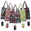 IKR Reusable Shopping Bags,5 Packs Foldable Grocery Bags Large Washable Shopping Bag with Attached Pouch Waterproof Polyester Shopping Tote Bags for Daily Shopping Travel Picnic