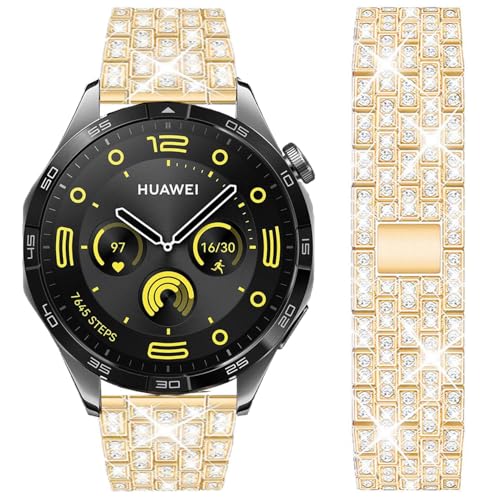 DEALELE Correa compatible con Samsung Galaxy Watch de 46 mm, Galaxy 3 de 45 mm, Huawei Watch 5/5 Pro / 4/4 Pro / 3/3 Pro / GT4 / GT3 / GT2 de 46 mm, 22 mm Bling Dimaond correas de repuesto de metal,