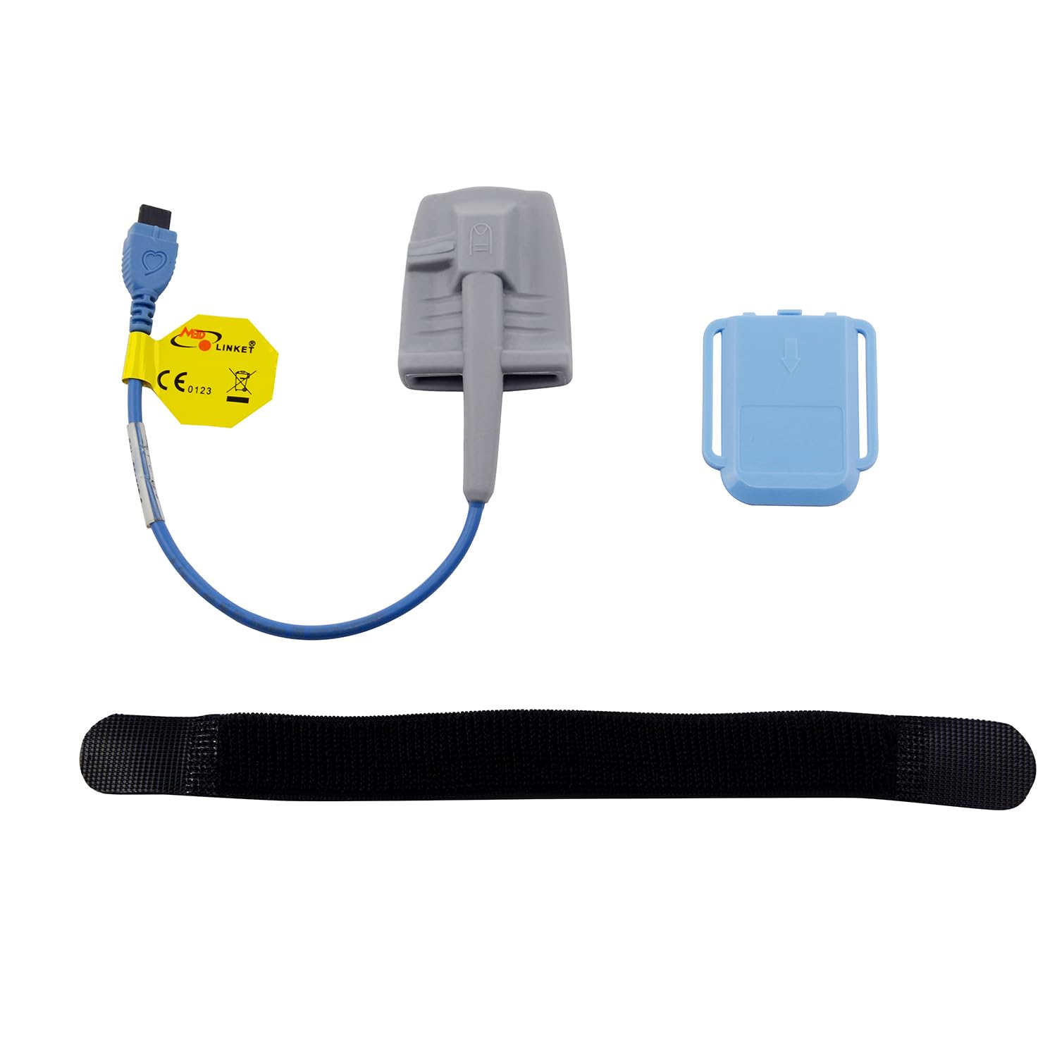 Set di Accessori Indossabili Compatibili con il Pulsossimetro MED LINKET AM801, Inclusa Sonda SpO2 per Dito, Coperchio della Batteria e Cinturino al Polso