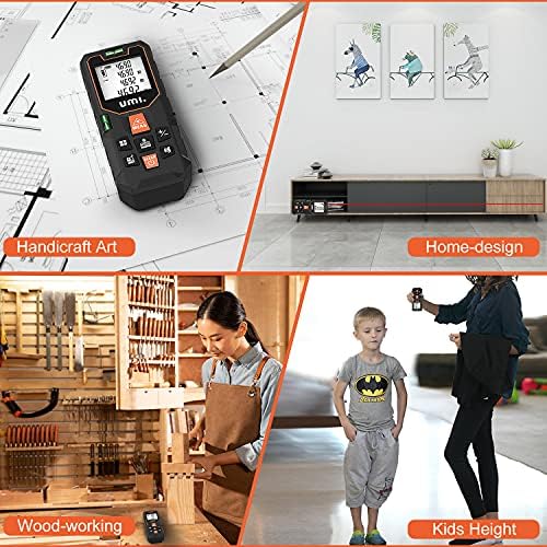 Amazon Brand - Umi Laser Measure, 70M/229Ft Laser Tape Measure, Portable IP54 Laser Measure Device with 2 Bubble Levels, ±2mm Accuracy,Large Backlit LCD Screen, Mute Button
