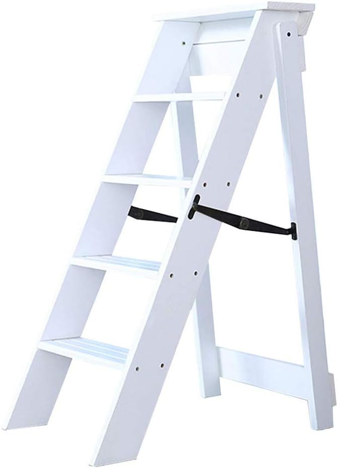 Stepladders Folding Ladder Stools Stairs Multifunction Herringbone Ladder 5-Step Save Space, Pine, 3 Colors (Color : A)
