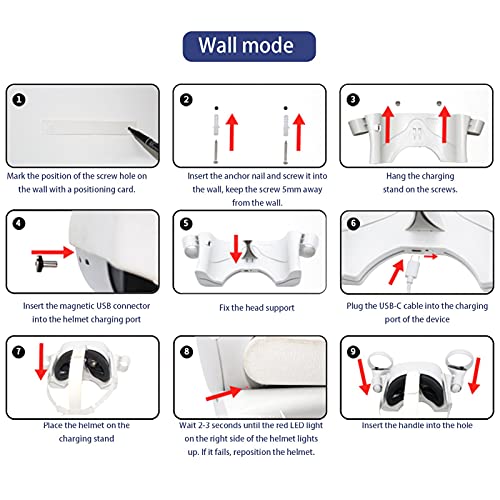 Compatível com Oculus Quest 2 VR Estação de carregamento magnético | Suporte de exibição ajustável p