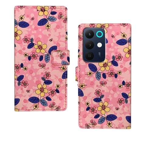 Image of amazon basics Realme 15X 5G Flip Cover | Card Pockets Wallet & Stand | Flip Cover for Realme 15X 5G (Pink Flower)