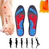 Semelles Orthopédiques, Semelle Magnétique Avec 1 Outil De Massage Par Grattage, Semelles Chaussures Confort Pour Soulager La Fasciite Plantaire Semelles Acupression Pour Hommes Femmes (Rot, s)
