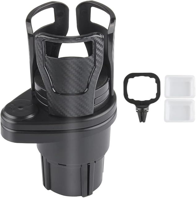Car Accessories Dual Car Cup Holder, Water Bottle Holder for Car, Multifunctional 360-Degree Adjustable Cup Holder, Car Cup Holder Extender, 1 PCS Dip Clip, Car Dipping Sauce Holder with 2 Dip Box
