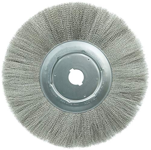 Image of Weiler 01949 12 inch Narrow Face Crimped Wire Wheel, .0104 inch Stainless Steel Fill, 1-1 /4 inch Arbor Hole, Made in The USA (Pack of 2)