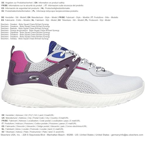 Skechers BOBS Women's Bobs Squad Chaos Sneaker, Light Grey/Multi, 7 M