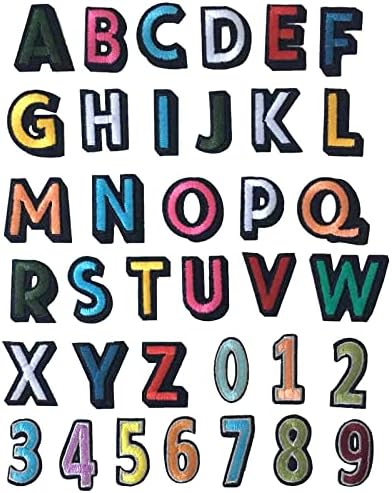 GYGYL 72 Pieces Iron on Letters and Numbers Patches, Black Letter Patches Alphabet Embroidered Patch A-Z, Numbers 0-9 Applique for Clothes, Dress, Hat, Socks, Jeans, DIY Accessories