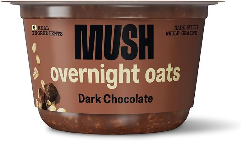 MUSH Overnight Oats - Dark Chocolate - Good Source of Fiber, Non-GMO, Dairy Free, Gluten Free, 5oz