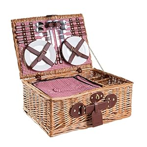 eGenuss Picknickkorb 4 Personen Rot Gingham