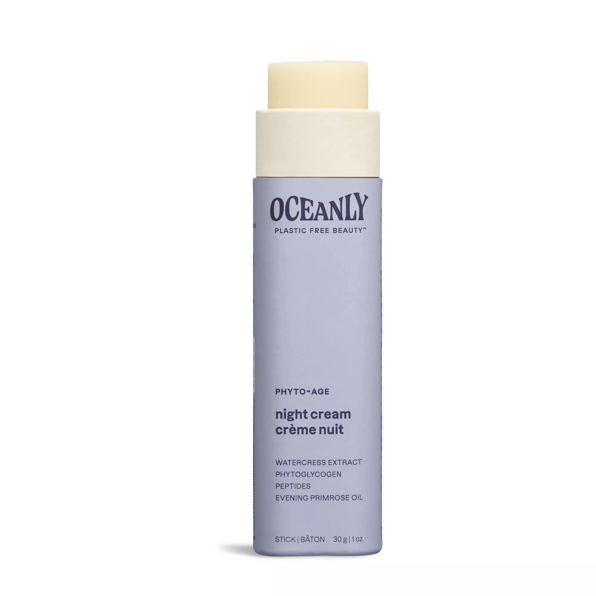 ATTITUDE Oceanly Night Cream Stick, EWG Verified, Plastic-free, Plant and Mineral-Based Ingredients, Vegan Skin Care Products, PHYTO AGE, Unscented, 30 grams