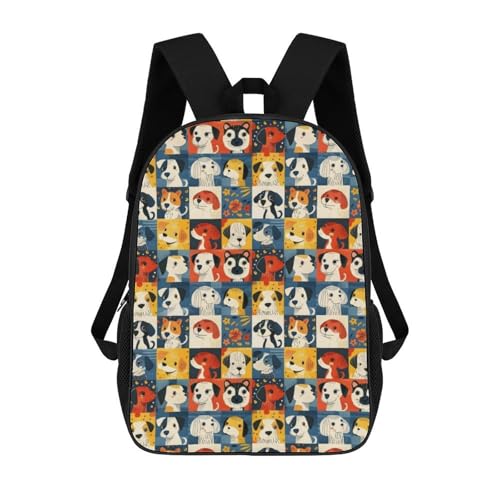 Whimsical Dog Backpack Multipurpose Capacity Gym Outdoor Hiking Travel Camping Gym Daypack 17in