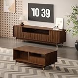 TV Stand and Coffee Table for 85' TV Mid-Century Modern Entertainment Center and Coffee Table with Storage and Drawers Media Console for Living Room Apartment (79' 2-Piece Set - CD)