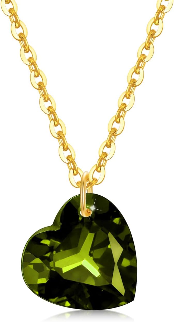 MRENITE Solid 14kt Yellow Gold 6mm/8mm Natural Heart Garnet Pendant Necklace for Women Genuine January Birthstone Garnet Red Heart Necklace Jewelry Gift for Valentine’s Day Birthday Mother’s Day